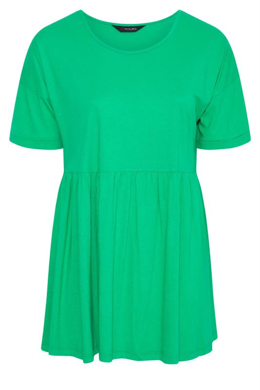Plus Size Bright Green Drop Shoulder Peplum Top | Yours Clothing 5