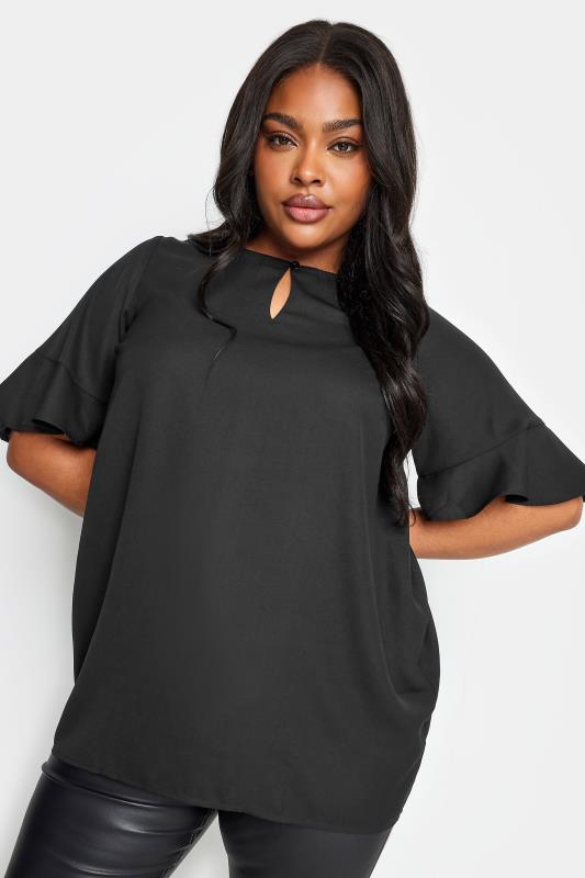 YOURS Plus Size Black Keyhole Tunic Top | Yours Clothing 4