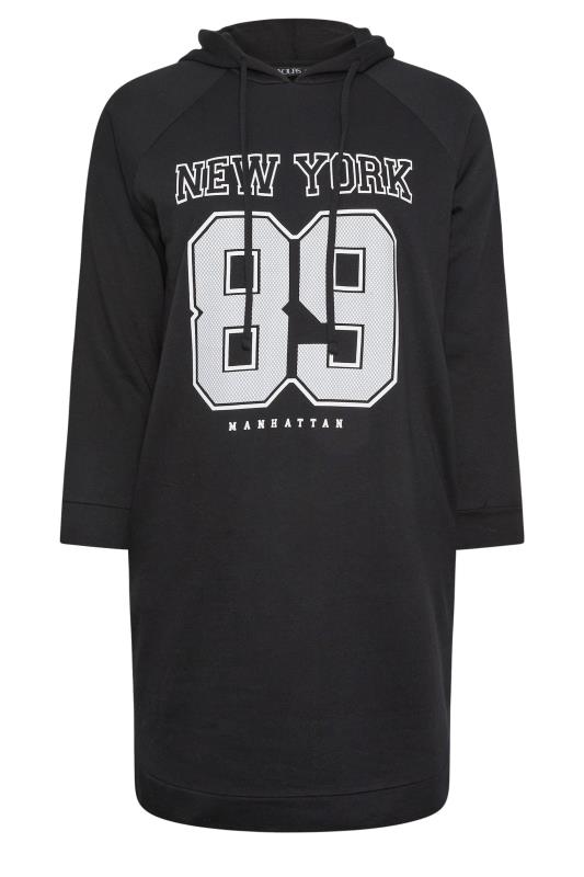 YOURS Plus Size Black 'New York' Print Hoodie Dress 5