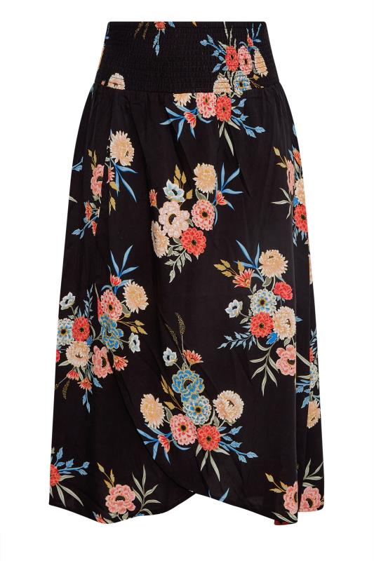 Curve Black Floral Shirred Waist Maxi Skirt_Y.jpg
