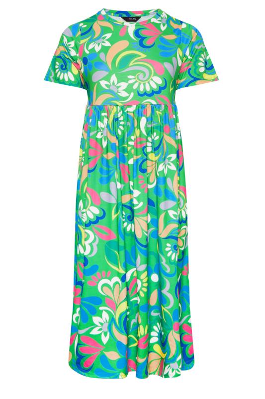 YOURS Curve Plus Size Green Abstract Print Smock Dress | Yours Clothing  6