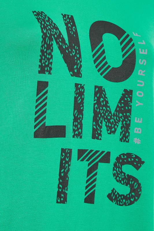 YOURS ACTIVE Plus Size Green 'No Limits' Slogan Top | Yours Clothing 6