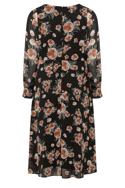 YOURS LONDON Plus Size Curve Black Floral Long Sleeve Dress | Yours Clothing 7