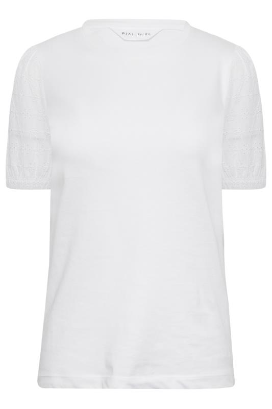 Petite White Broderie Anglaise Puff Sleeve Top | PixieGirl  6