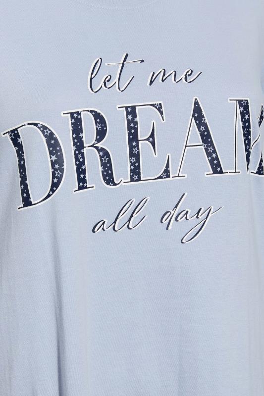 Plus Size Blue 'Let Me Dream All Day' Wide Leg Pyjama Set | Yours Clothing 5