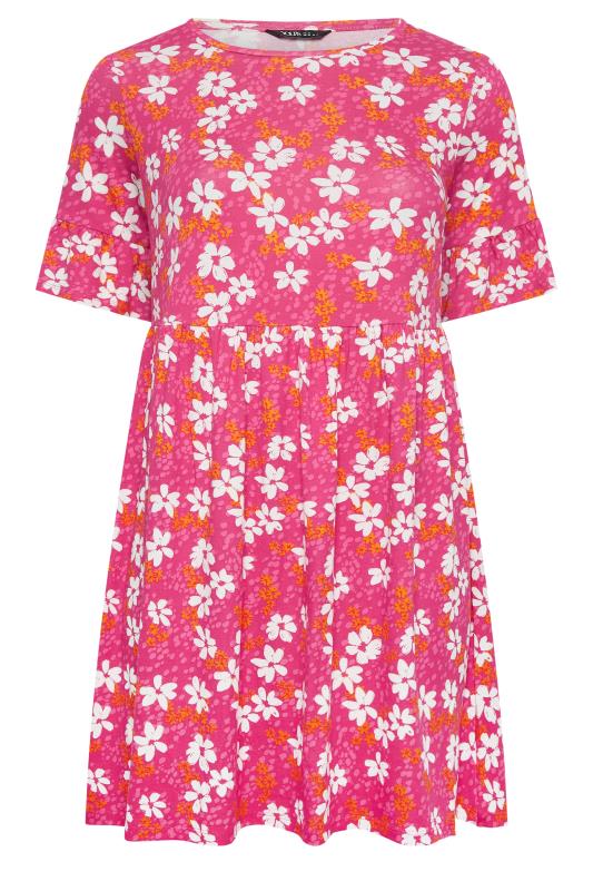 YOURS Curve Plus Size Pink Floral Tunic Dress | Yours Clothing  7