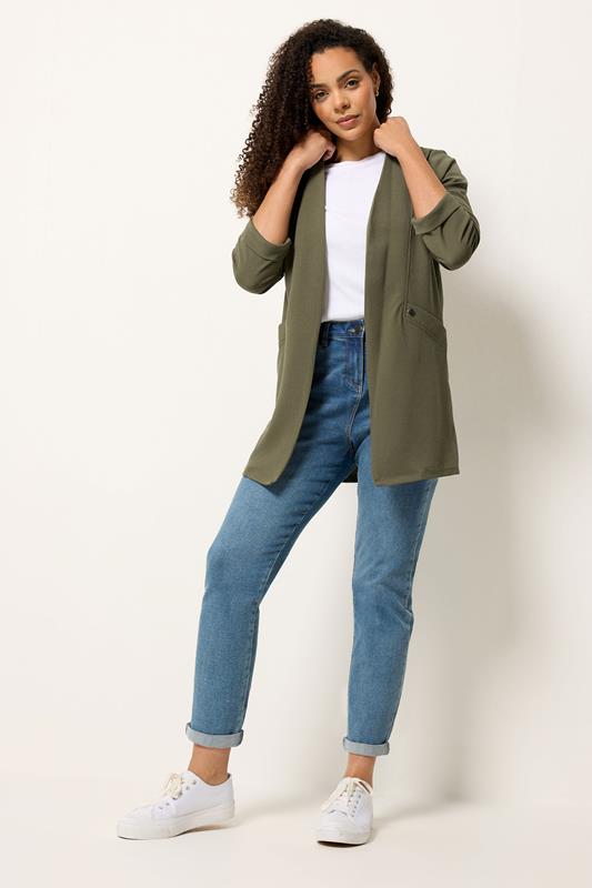 M&Co Khaki Green Textured Jersey Jacket | M&Co 1