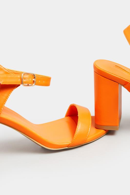 LIMITED COLLECTION Orange Block Heel Sandal In Wide E Fit & Extra Wide Fit | Yours Clothing 5