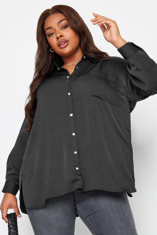YOURS Curve Black Button Through Shirt | Yours Clothing 1