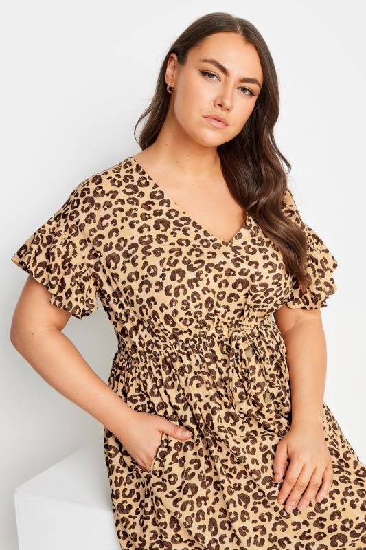 YOURS Plus Size Brown Leopard Print Maxi Dress | Yours Clothing 5