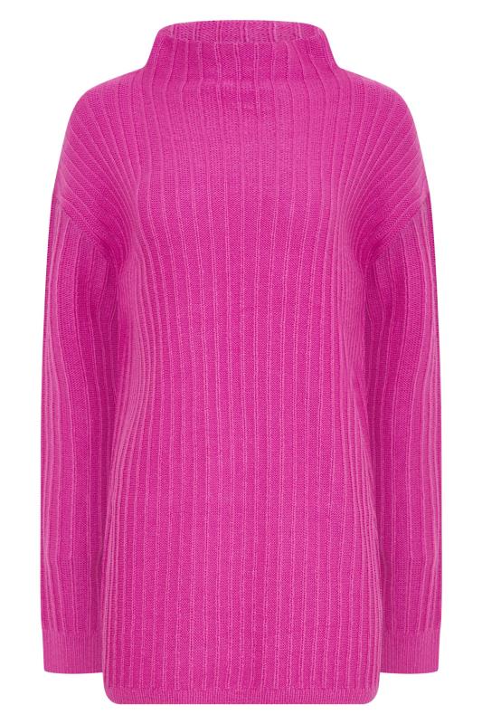 LTS Tall Pink Ribbed High Neck Jumper 6