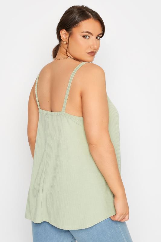 LIMITED COLLECTION Curve Sage Green Rib Swing Cami Top 3