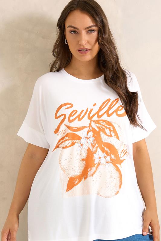 EVANS Plus Size Orange Print Modal Rich Graphic Tee | Evans 1