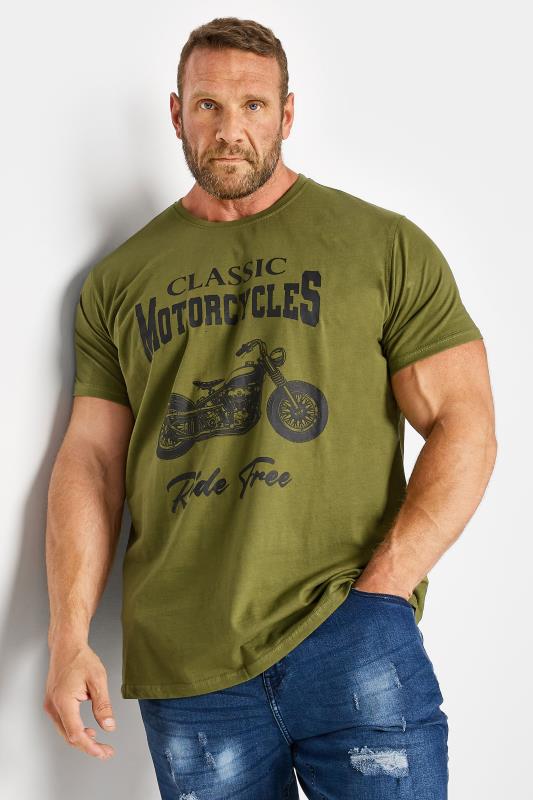 Men's  BadRhino Big & Tall Green 'Ride Free' Motorbike Print T-Shirt
