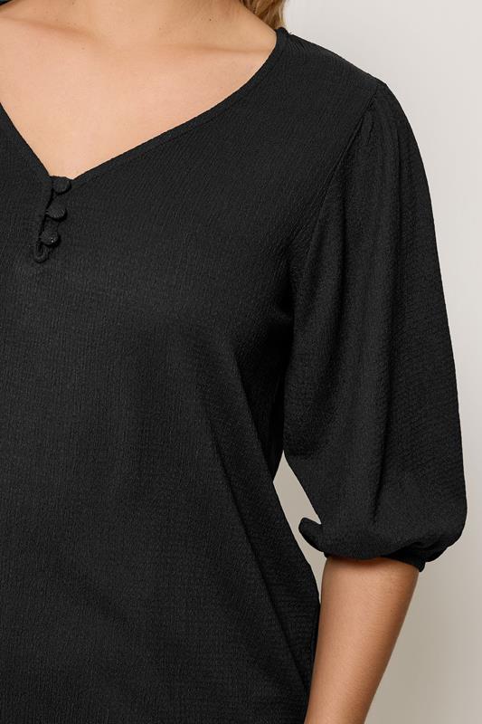 YOURS Plus Size Black Puff Sleeve Top | Yours Clothing 4