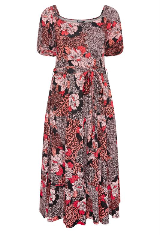 YOURS Plus Size Pink Floral Print Tiered Maxi Dress | Yours Clothing 5