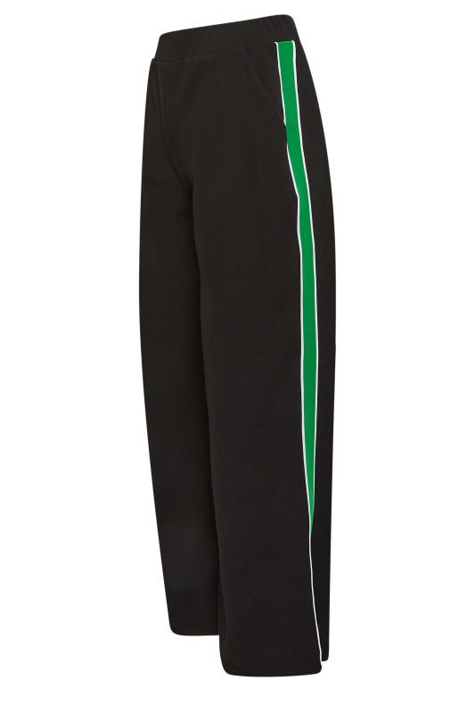 YOURS PETITE Plus Size Black & Green Side Stripe Wide Leg Trousers | Yours Clothing 4
