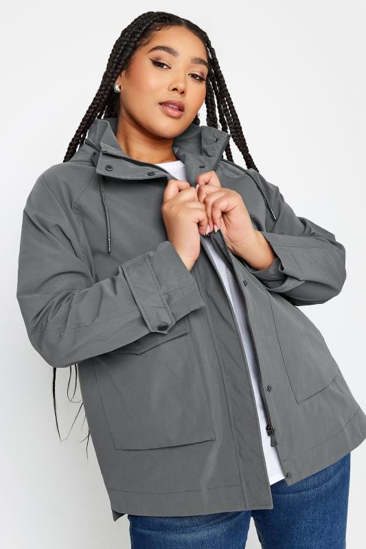YOURS Plus Size Charcoal Grey Raglan Lightweight Jacket | Yours Clothing 1