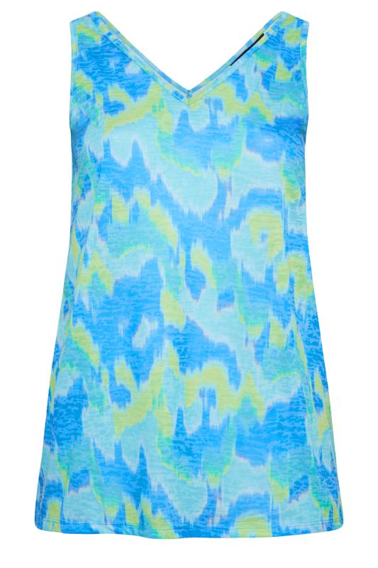 YOURS Plus Size Blue Tie Dye Print Burnout Swing Vest Top | Yours Clothing 6