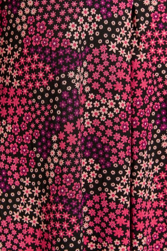 Curve Pink & Black Floral Angel Sleeve Top 5