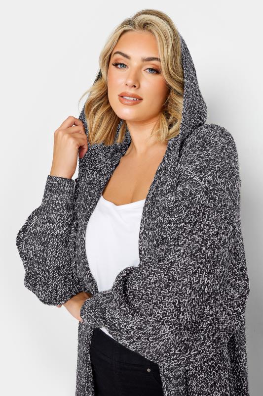 Plus Size Curve Black Twist Longline Hooded Cardigan | Yours Clothing 5