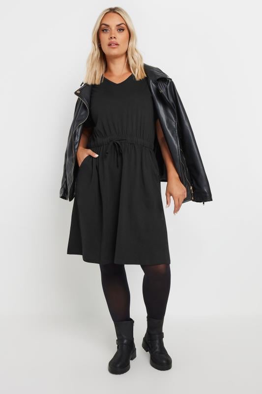  Tallas Grandes YOURS Curve Black Cotton T-Shirt Dress