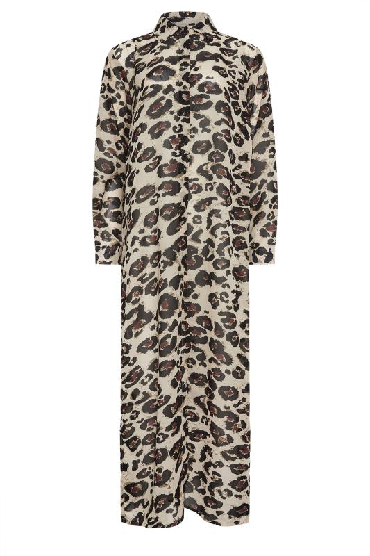 LTS Tall Brown Leopard Print Longline Beach Shirt | Long Tall Sally 6