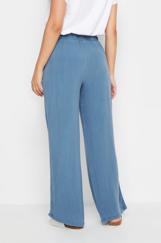 PixieGirl Petite Women's Blue Acid Wash Wide Leg Trousers | PixieGirl 3