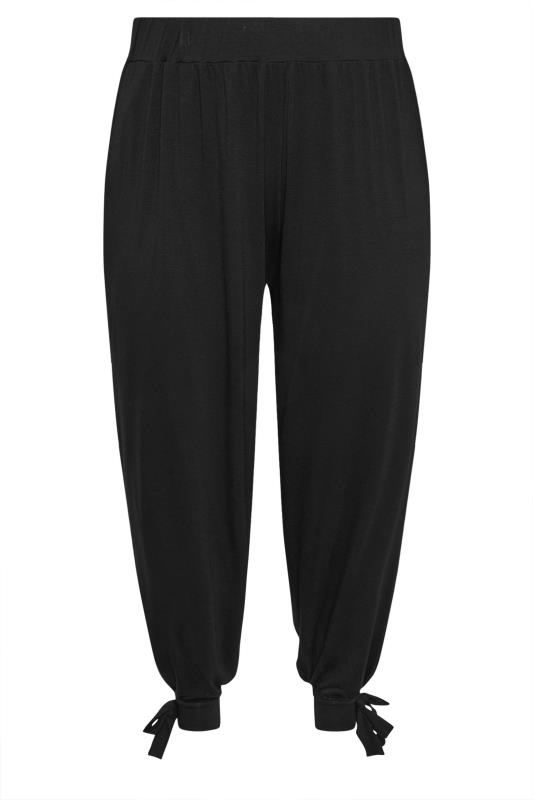 YOURS Plus Size Black Tie Detail Harem Joggers | Yours Clothing 6