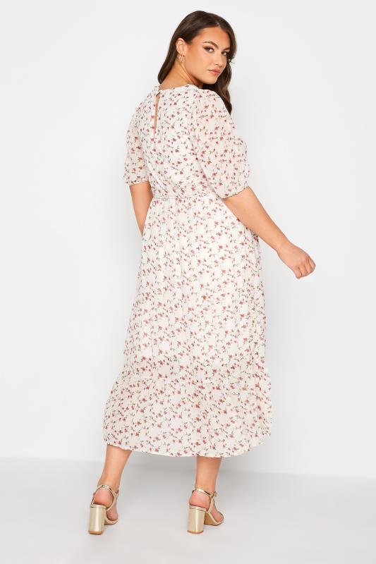 YOURS LONDON Plus Size White Ditsy Smock Maxi Dress | Yours Clothing  3