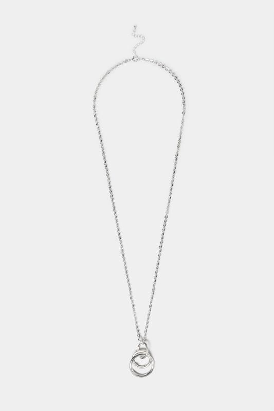 Silver Linked Rings Long Necklace | Yours Clothing 2