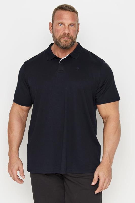 Men's  JACK & JONES Big & Tall Navy Blue Short Sleeve Polo Shirt