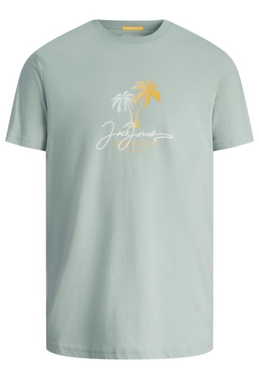  Grande Taille JACK & JONES Big & Tall Turquoise Green Palm Tree Print 'Originals' T-Shirt