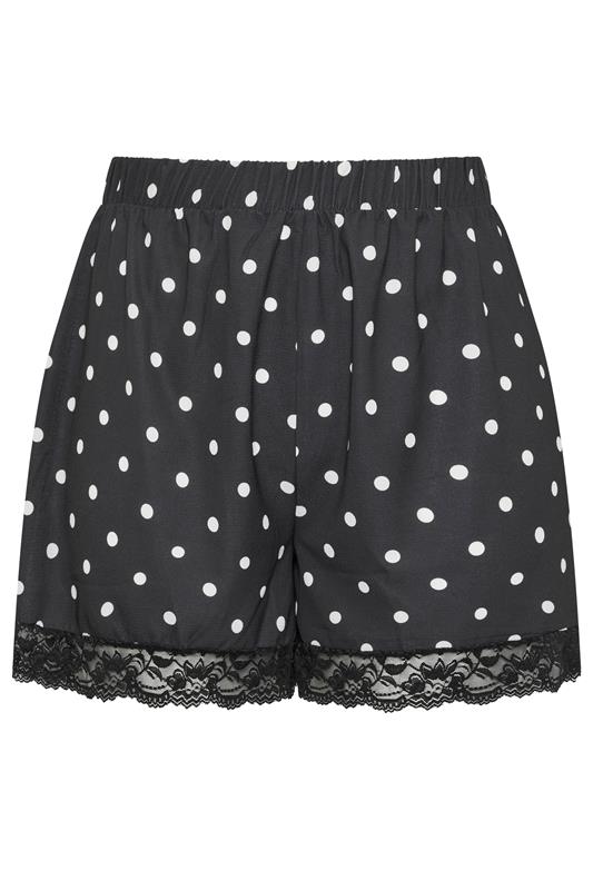 LIMITED COLLECTION Plus Size Black Polka Dot Lace Trim Shorts | Yours Clothing 5