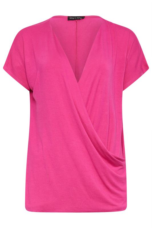 LTS Tall Women's Pink Short Sleeve Wrap Top | Long Tall Sally 5