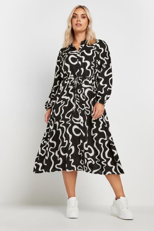 YOURS Plus Size Black Swirl Print Shirt Dress | Yours Clothing 2