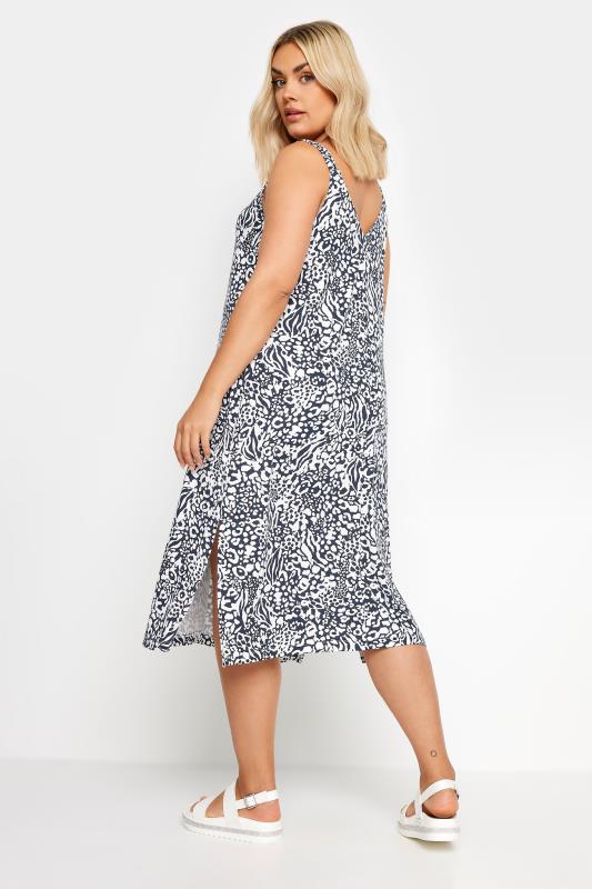 YOURS Plus Size Navy Blue Mixed Animal Print Beach Dress | Yours Clothing 4