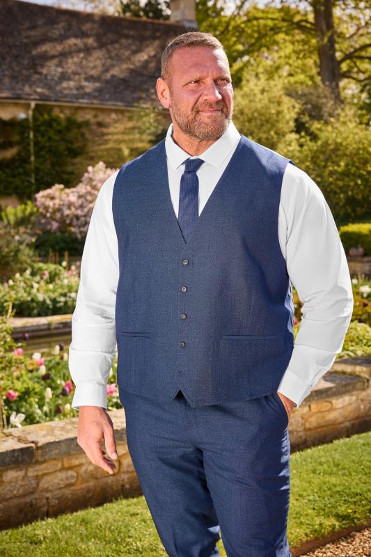 Men's  BadRhino Tailoring Big & Tall Blue Textured Suit Waistcoat