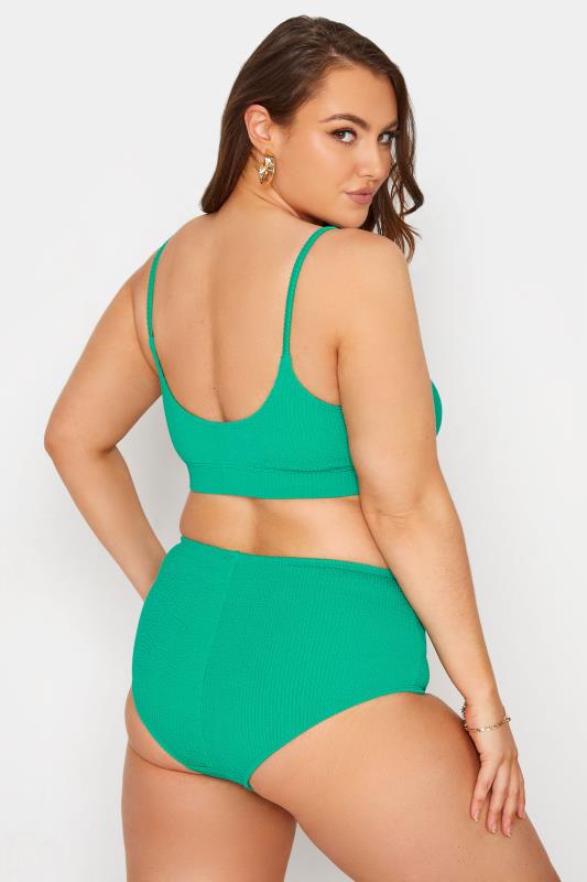Plus Size Green Textured Bikini Top | Yours Clothing 3