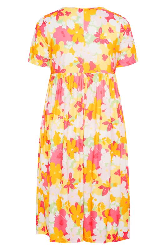 LIMITED COLLECTION Curve Pink Floral Print Midaxi Smock Dress 7