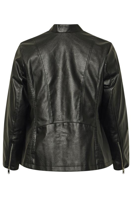 Plus Size Black Faux Leather Jacket | Yours Clothing 8