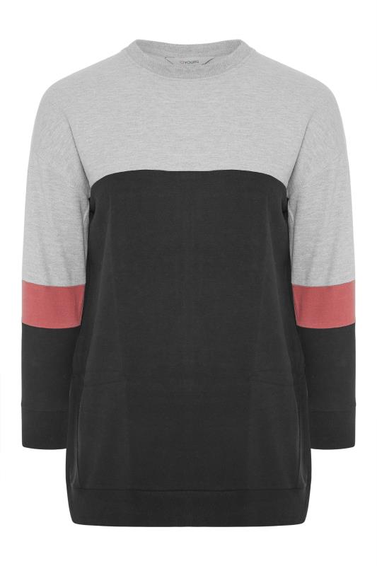 Plus Size Black Varsity Colour Block Sweatshirt | Yours Clothing 5