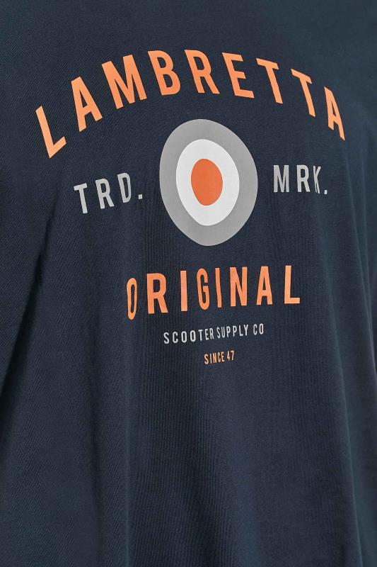 LAMBRETTA Big & Tall Navy Blue Logo Print T-Shirt 2