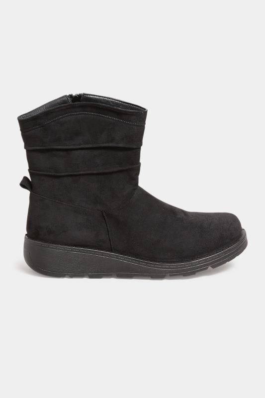 Curve Black Low Wedge Suede Boot In Wide E Fit  | Yours Clothing  3