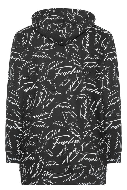 Plus Size Black 'Fearless' Zip Through Hoodie | Yours Clothing 7
