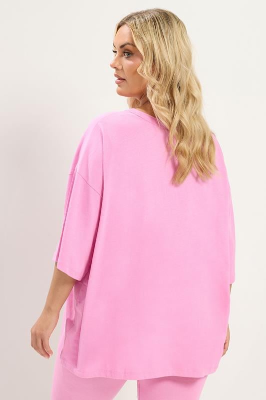 YOURS Plus Size Pink Oversized Boxy T-Shirt | Yours Clothing 4