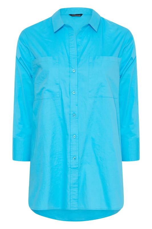 LIMITED COLLECTION Curve Bright Blue Oversized Boyfriend Shirt 7