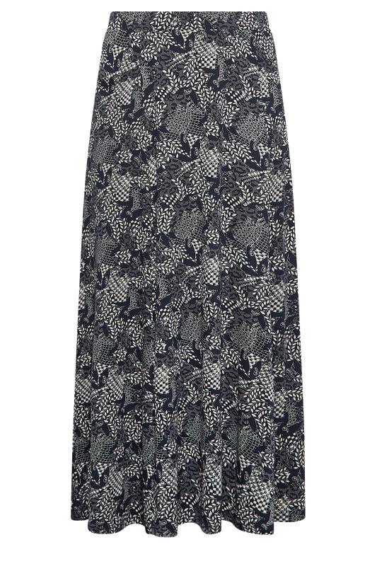 YOURS Plus Size Navy Blue Mixed Print Maxi Skirt | Yours Clothing 6