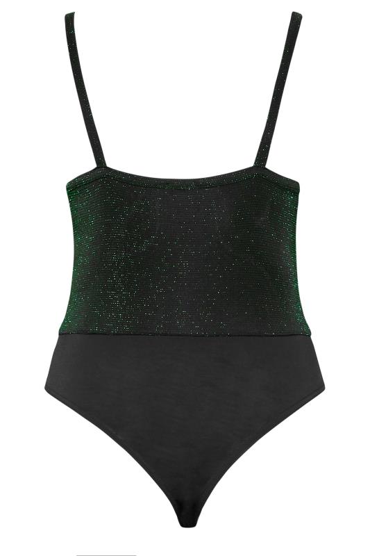 LIMITED COLLECTION Plus Size Green Glitter Ruched Bodysuit | Yours Clothing 7