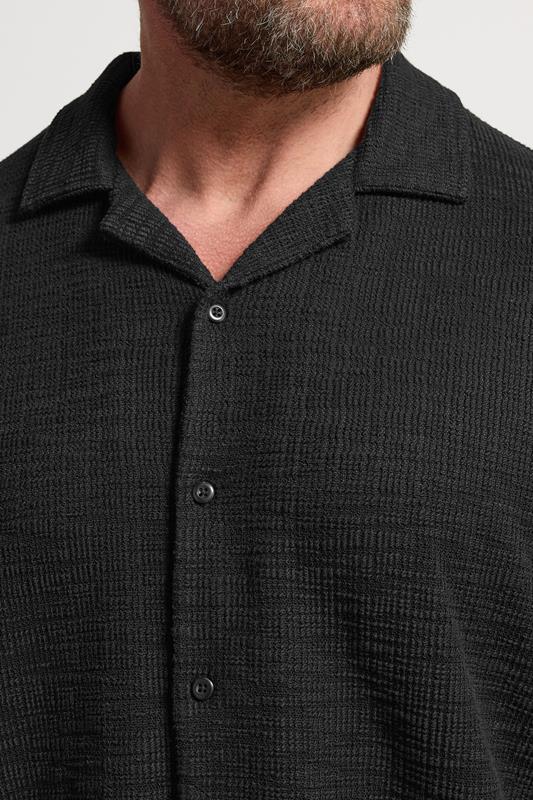BadRhino Big & Tall Black Textured Revere Shirt | BadRhino 5